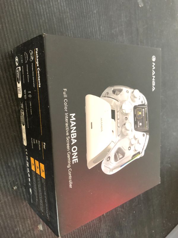 Photo 1 of ManbaOne Interactive Screen Wireless Gaming Controller for PC/Switch/iOS/Android,Hall Effect Stick & Trigger,RGB Lighting,Remappable Buttons,1800mAh with Charging Dock (White)