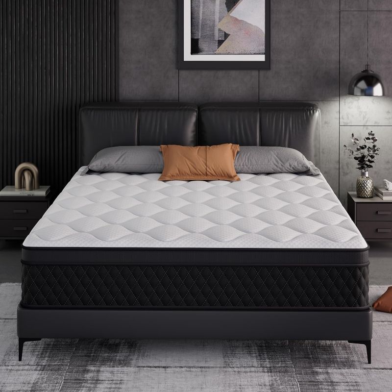 Photo 1 of ELEMUSE King Mattress, 12 Inch Hybrid Memory Foam Mattress in a Box, Pressure Relieving Comfort, Individual Pocket Springs for Motion Isolation, Medium Firm, CertiPUR-US Certified, Fiberglass Free
