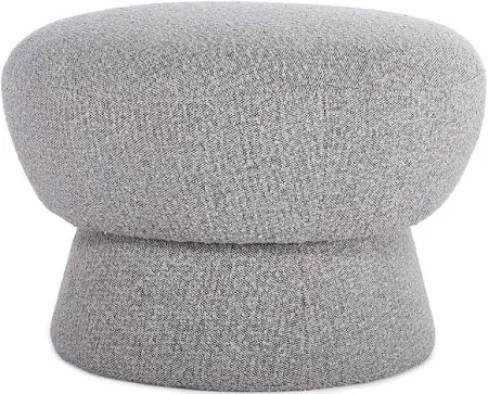 Photo 1 of 18-1/4'' H BOUCLE FABRIC UPHOLSTERED OTTOMAN GREY