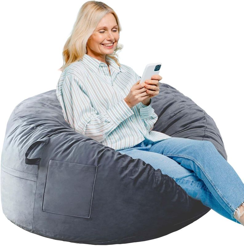 Photo 1 of Bean Bag Chairs, Memory Foam Stuffing Bean Bag Chair 