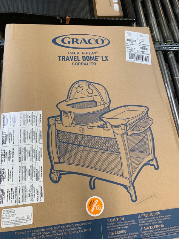 Photo 1 of Graco Pack n Play Dome LX Playard with Baby Bassinet, Lightweight Portable Crib, Push-Button Fold Travel Crib, Redmond, Convertible