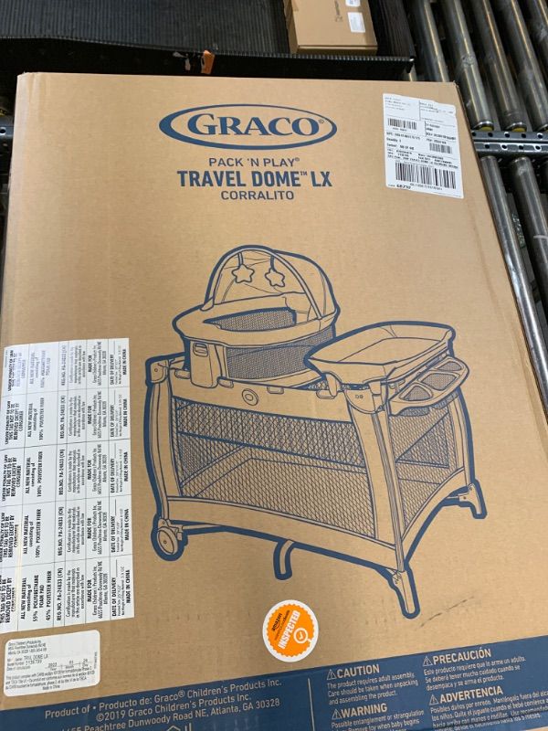 Photo 1 of Graco Pack n Play Dome LX Playard with Baby Bassinet, Lightweight Portable Crib, Push-Button Fold Travel Crib, Redmond, Convertible