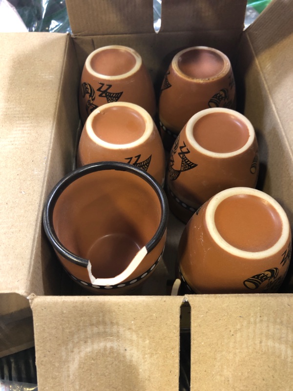 Photo 1 of Handmade Traditional Kulhar Kulhad Chai Tea Coffee Mug Cup Cantaritos Set of 6 Glazed Earthenware Glossy Finish Clay Terracotta Artisanal Studio Pottery Mud Brown Food Safe Natural Rustic Eco-Friendly