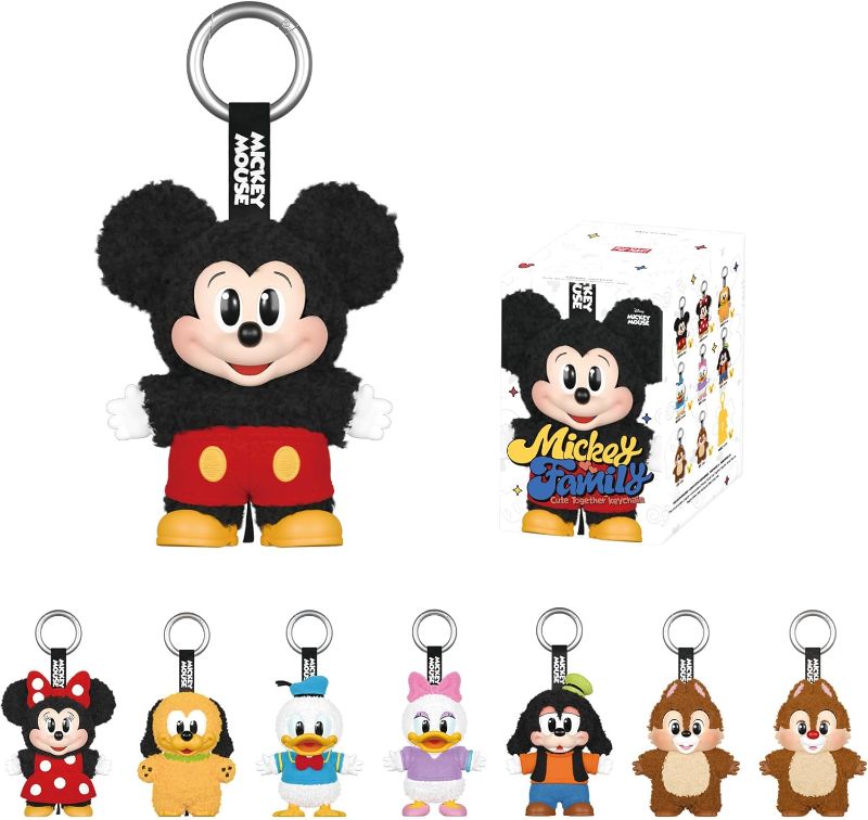 Photo 1 of POP MART Mickey Family Cute Together Keychain Series Figures Blind Box, Mickey Blind Box Figures, Random Design Action Figures Collectible Toys Home Decorations, Single Box
