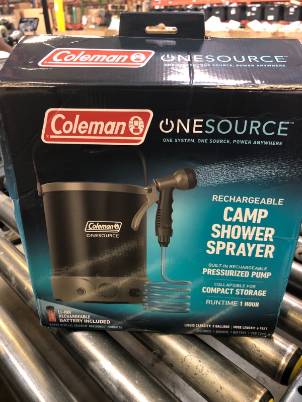 Photo 1 of Coleman OneSource Rechargeable Camping Gear: Camp Shower, Cordless Vacuum, Fan, Speaker & Air Pump with Included Battery