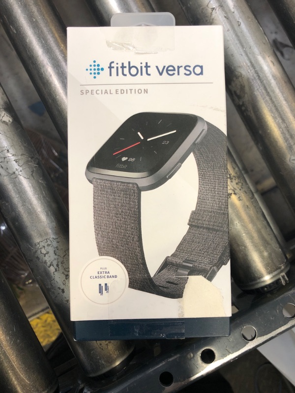 Photo 1 of Fitbit Versa Special Edition Smart Watch, Charcoal Woven, One Size (S & L Bands Included)