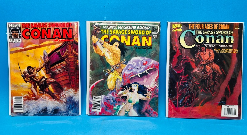 Photo 1 of 165008… 3 vintage Conan magazines in plastic sleeves 