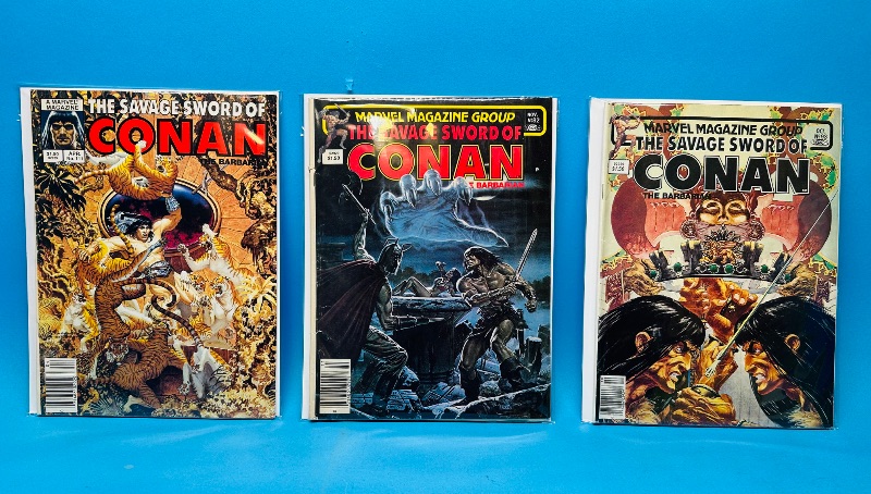 Photo 1 of 165010… 3 vintage Conan magazines in plastic sleeves 