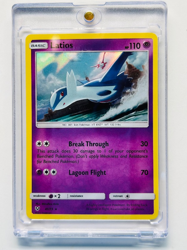 Photo 1 of 165033… Pokémon holo Latios card in hard plastic case 