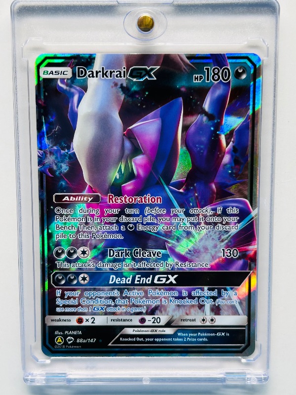 Photo 1 of 165035… Pokémon holo Darkrai GX card in hard plastic case 