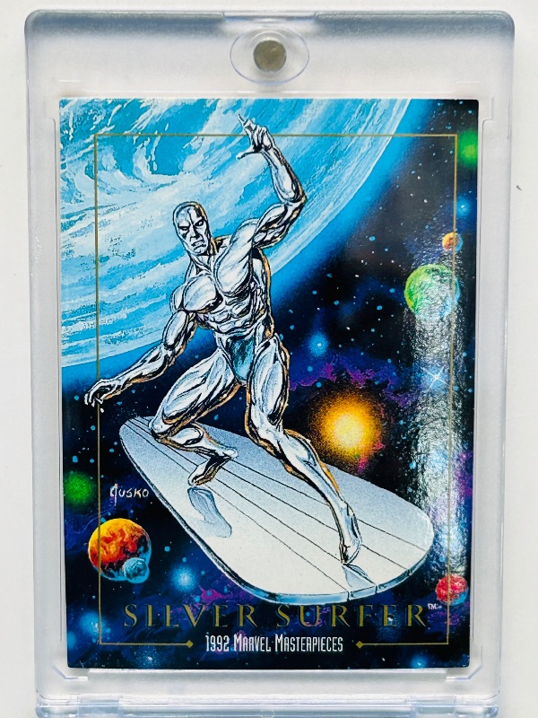 Photo 1 of 165044… Marvel Masterpieces Silver surfer card 90 in hard plastic case
