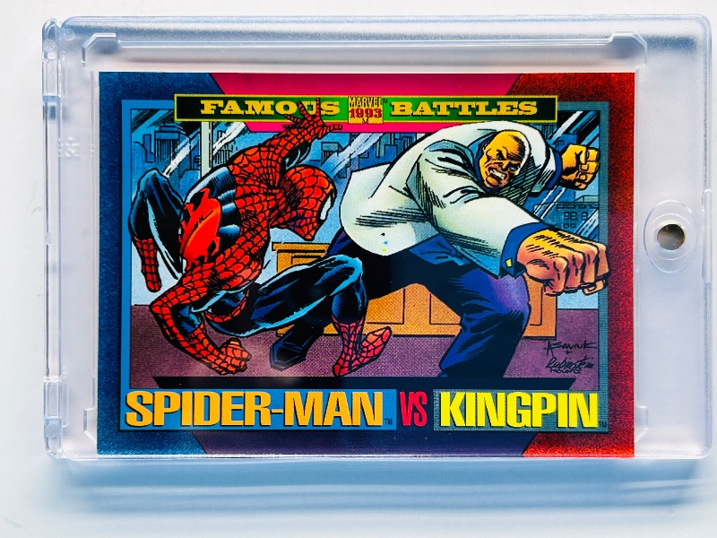 Photo 1 of 165078…1993 marvel famous battles Spider-man vs. Kingpin card in hard plastic case