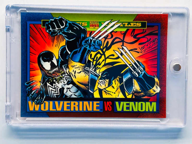 Photo 1 of 165079… 1993 marvel famous battles Wolverine vs. Venom card in hard plastic case