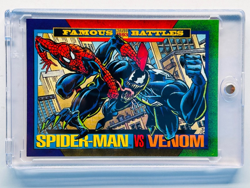 Photo 1 of 165080… 1993 marvel famous battles Spider-man vs. Venom card in hard plastic case