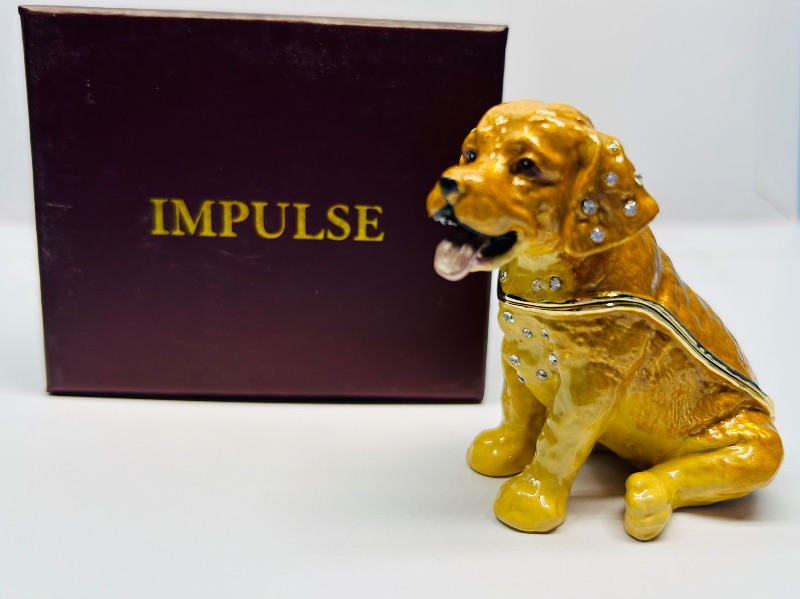 Photo 1 of 165088… 3” Impulse jeweled and crystal enamel hinged trinket box in satin lined box
