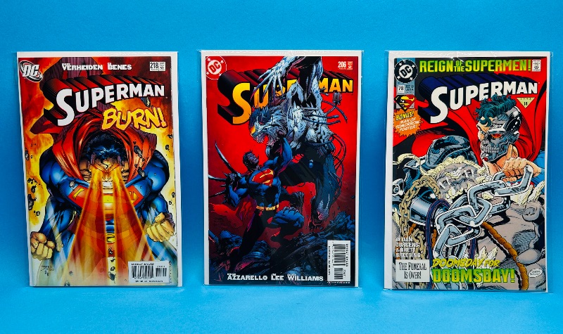 Photo 1 of 165117…3 Superman comics in plastic sleeves 