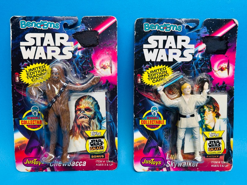 Photo 1 of 165126…2 vintage 1993 Star Wars BendEms-worn packaging 