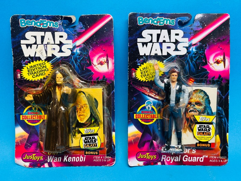 Photo 1 of 165127… 2 vintage 1993 Star Wars BendEms-worn packaging 