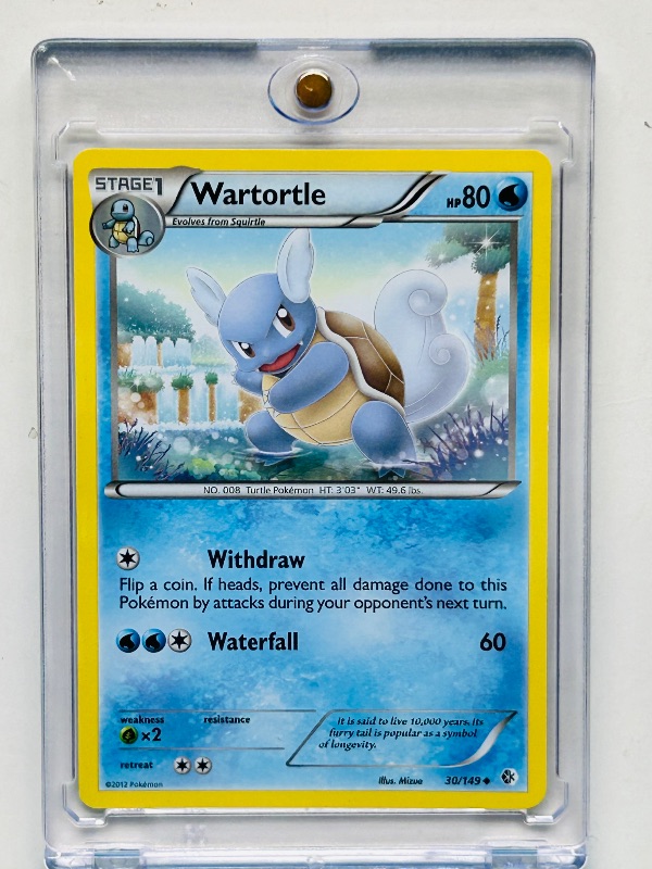 Photo 1 of 165158…Wartortle Pokémon card in hard plastic case