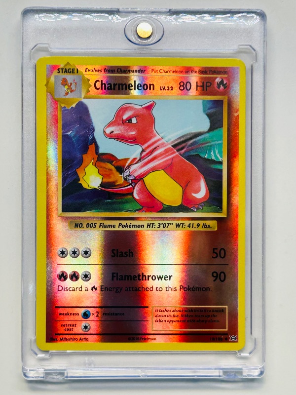 Photo 1 of 165165…reverse holo Charmeleon  Pokémon card in hard plastic case