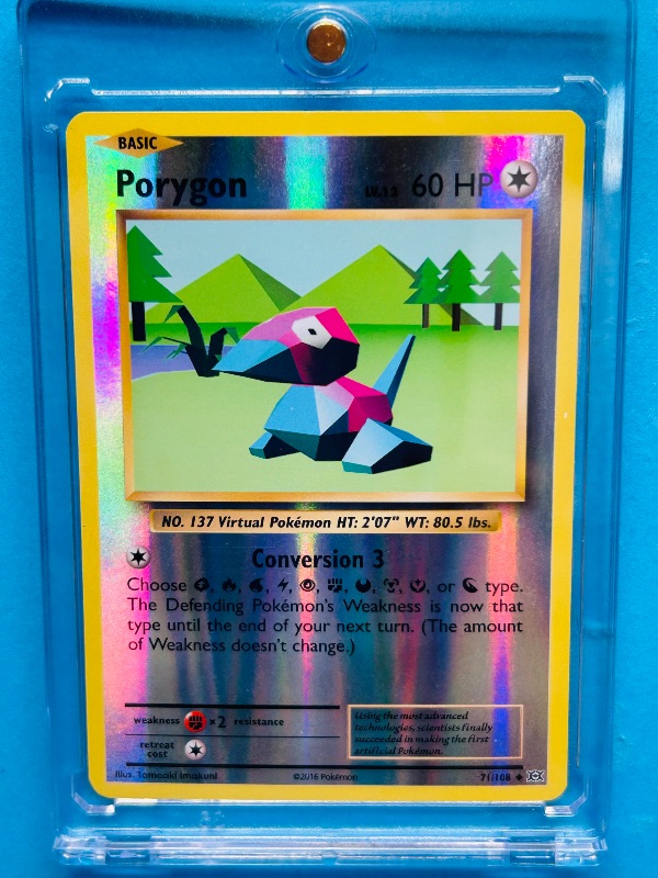 Photo 1 of 165167…reverse holo Porygon  Pokémon card in hard plastic case