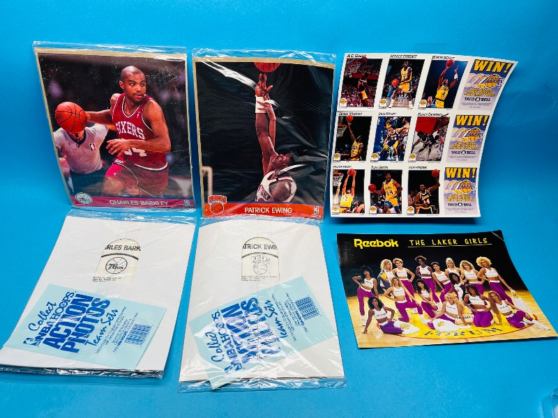 Photo 1 of 165174…uncut Lakers cards, Laker Girls, sealed Barkley and Ewing pictures