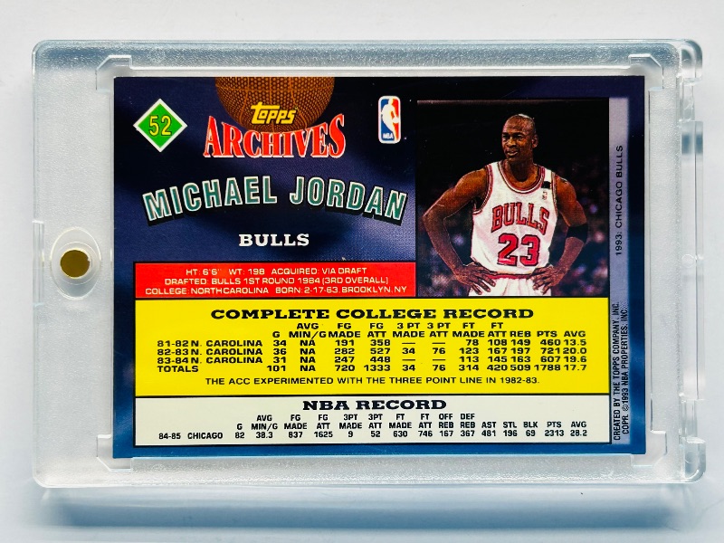 Photo 1 of 165177…Michael Jordan card 52 in hard plastic case 