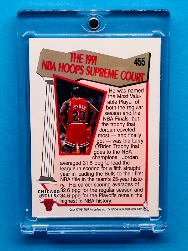 Photo 1 of 165182… Michael Jordan card 455 in hard plastic case 