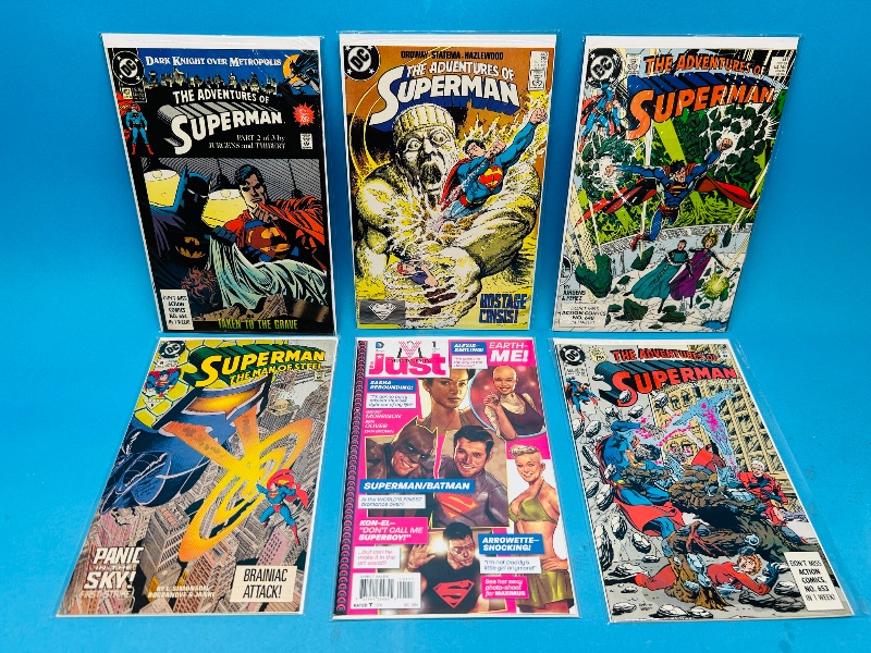 Photo 1 of 165288…6 Superman  comics in plastic sleeves 