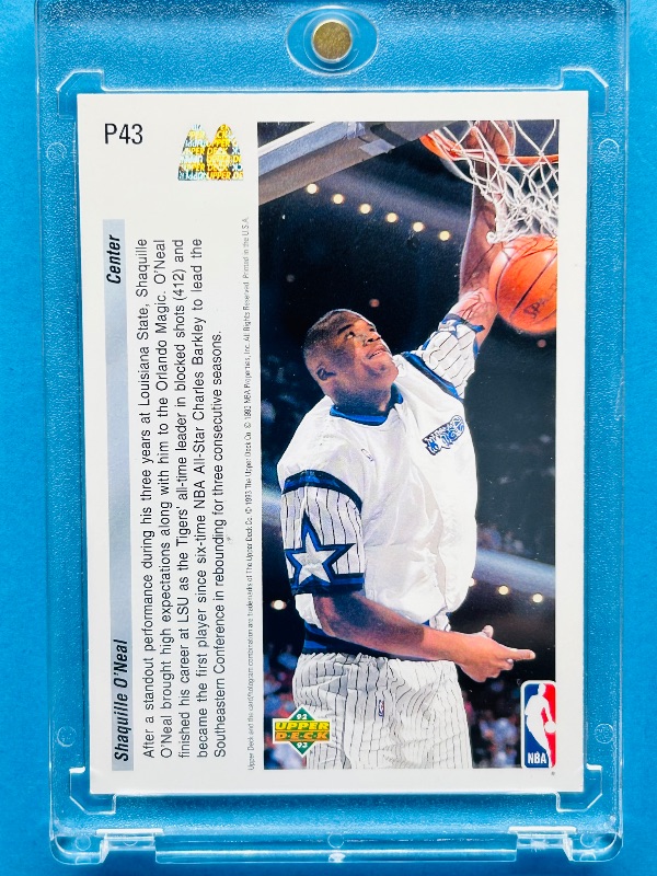 Photo 1 of 165300…rookie Shaquille O’Neal card P43 in hard plastic case