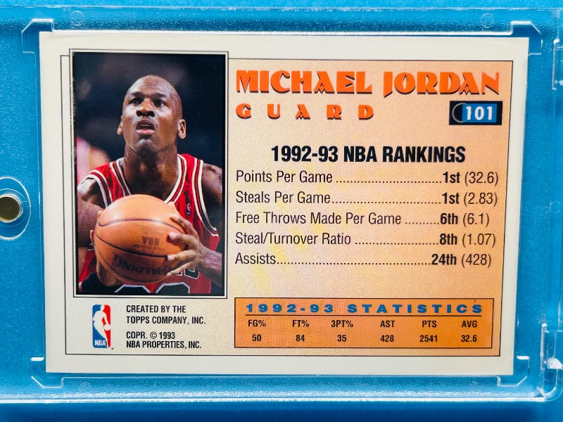 Photo 1 of 165301…Michael Jordan Topps all star card 101  in hard plastic case