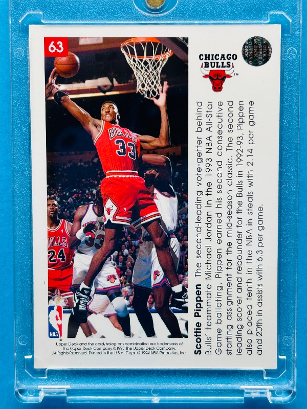 Photo 1 of 165302…3-D Scottie Pippen card 63  in hard plastic case