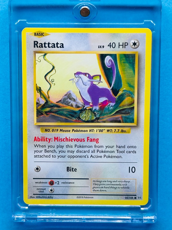 Photo 1 of 165310…Rattata Pokemon card in hard plastic case