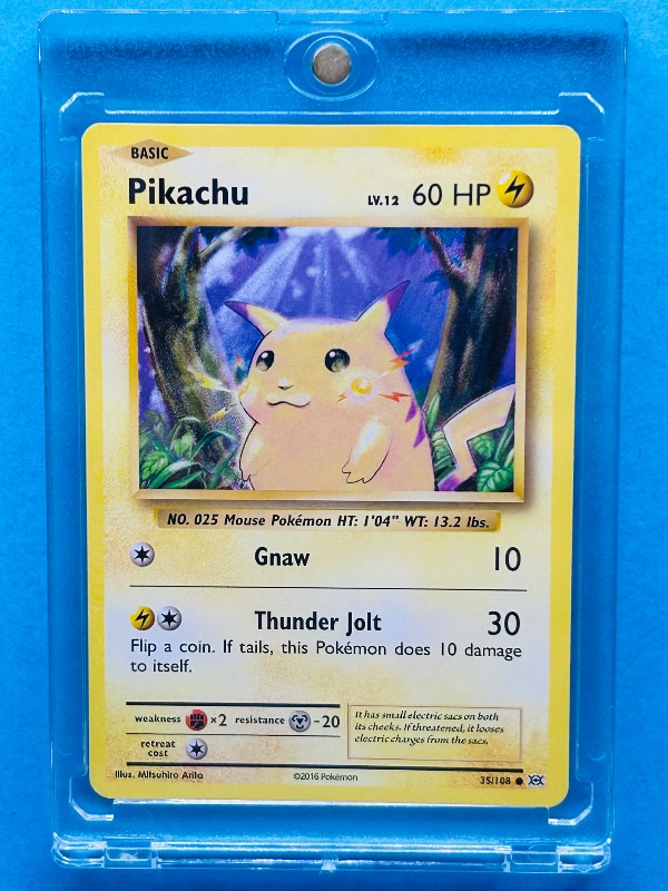 Photo 1 of 165311…Pikachu Pokemon card in hard plastic case
