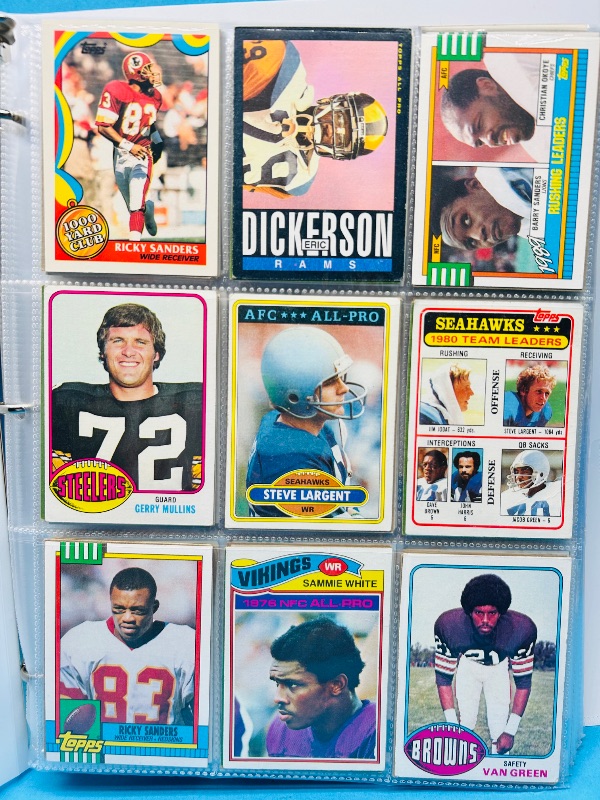 Photo 1 of 165324…final sale no returns/refunds-360 mixed older football cards in binder