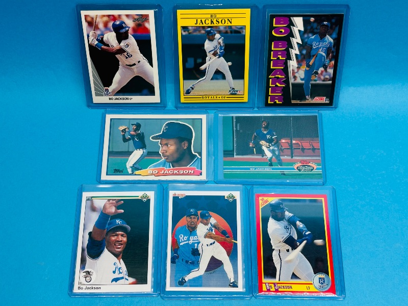 Photo 1 of 165332…8 Bo Jackson cards in hard plastic sleeves 