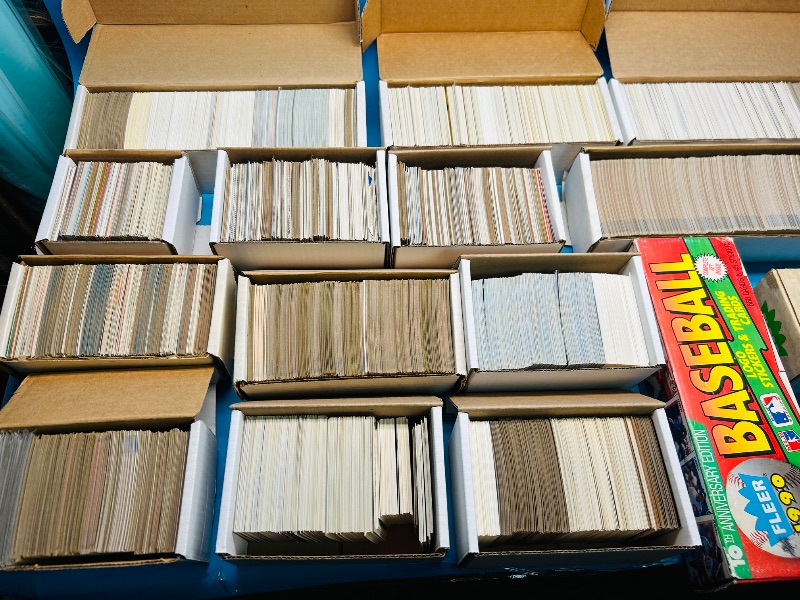 Photo 1 of 165348…final sale no returns/refunds- thousands of mixed sports cards- sets may not be complete. Older cards may have wear from age.-baseball, football, hockey, and basketball 