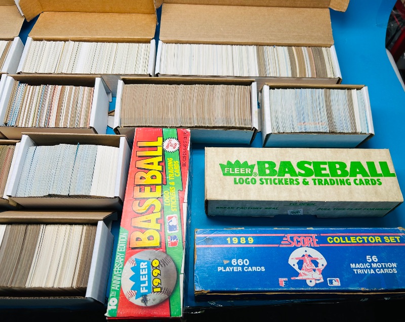 Photo 1 of 165348…final sale no returns/refunds- thousands of mixed sports cards- sets may not be complete. Older cards may have wear from age.-baseball, football, hockey, and basketball 