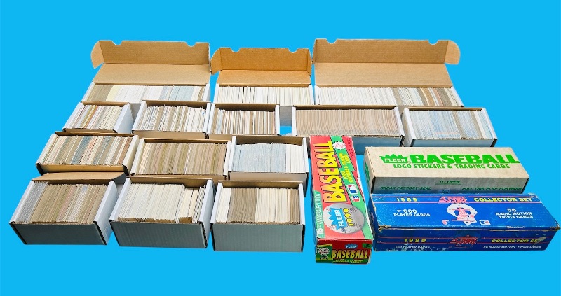 Photo 1 of 165348…final sale no returns/refunds- thousands of mixed sports cards- sets may not be complete. Older cards may have wear from age.-baseball, football, hockey, and basketball 