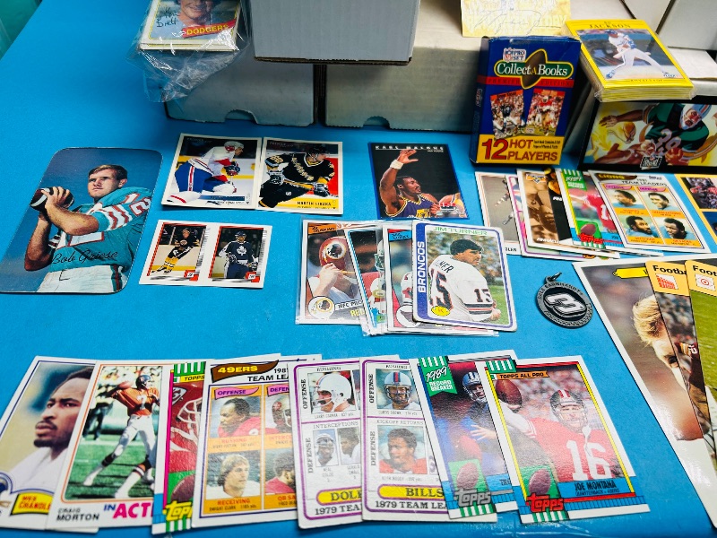 Photo 1 of 165348…final sale no returns/refunds- thousands of mixed sports cards- sets may not be complete. Older cards may have wear from age.-baseball, football, hockey, and basketball 