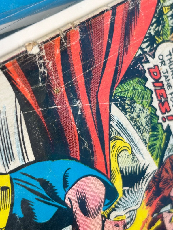 Photo 1 of 165351… 6 damaged comics in sleeves- wear, bends, stains, etc.- vintage 