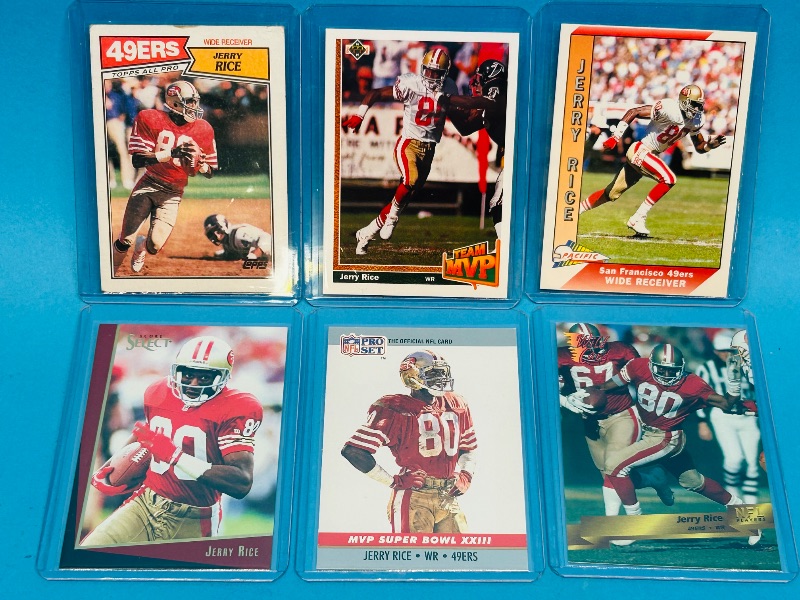 Photo 1 of 165382…6 Jerry Rice  cards in hard plastic sleeves 
