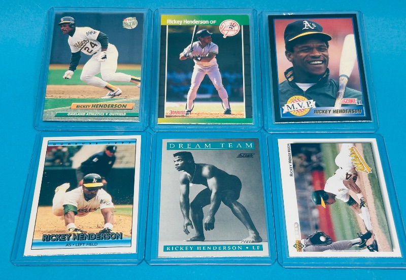Photo 1 of 165384…6 Rickey Henderson  cards in hard plastic sleeves 
