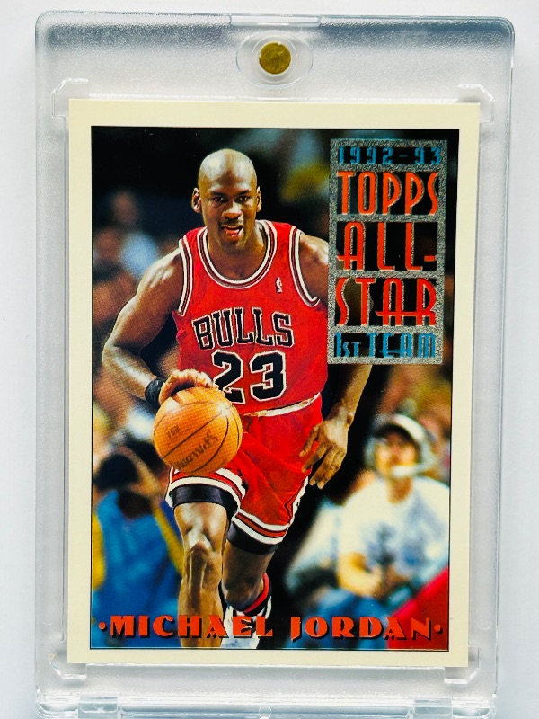 Photo 1 of 165411… Michael Jordan card 101 Topps all-Star in hard plastic case 
