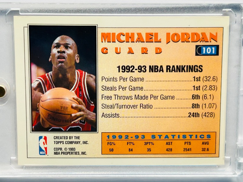 Photo 1 of 165411… Michael Jordan card 101 Topps all-Star in hard plastic case 