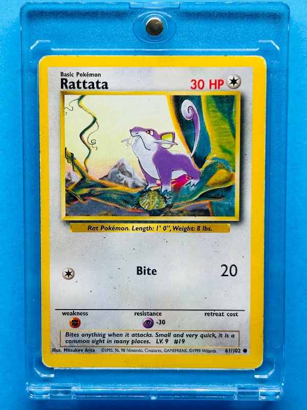 Photo 1 of 165421…Rattata Pokémon card in hard plastic case