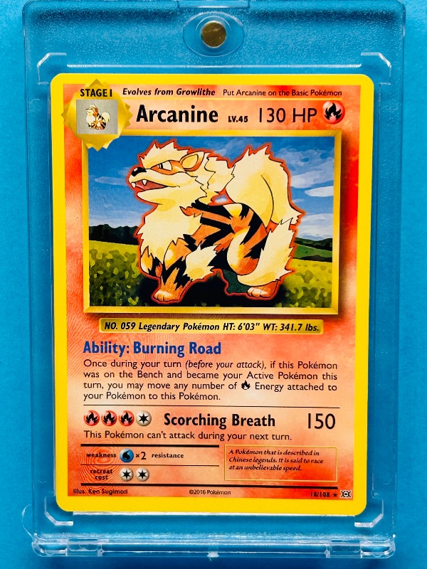 Photo 1 of 165422…Arcanine Pokémon card in hard plastic case
