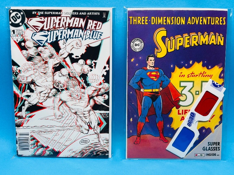 Photo 1 of 165449…3-D Superman comics with glasses in plastic sleeves 