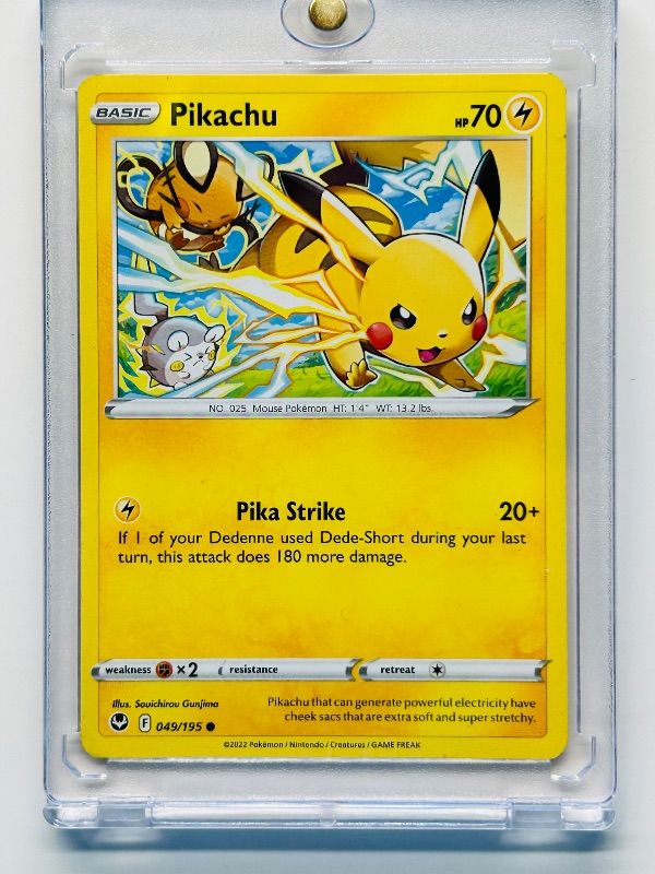 Photo 1 of 165485…Pikachu Pokémon card in hard plastic case