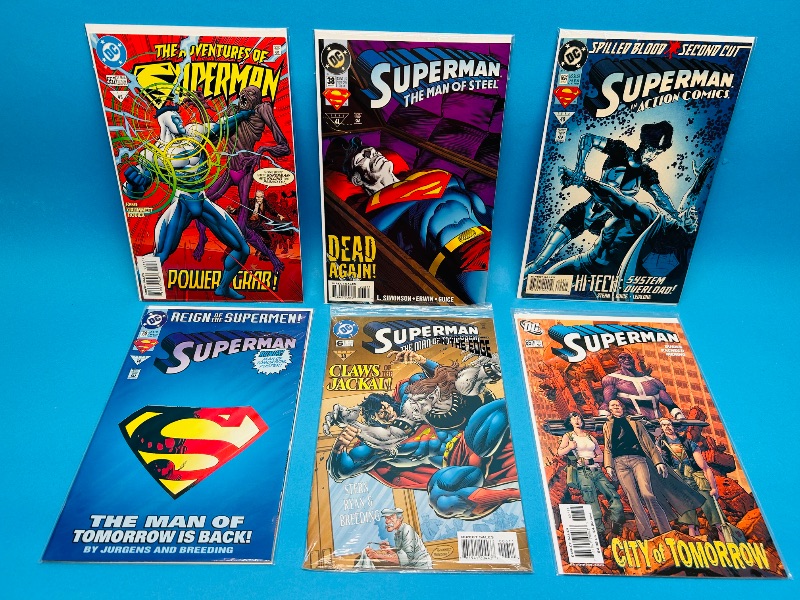 Photo 1 of 165495…6 Superman comics in plastic sleeves 